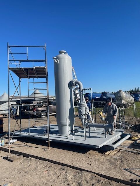 An image of the equipment being reconditioned before being brought back to site